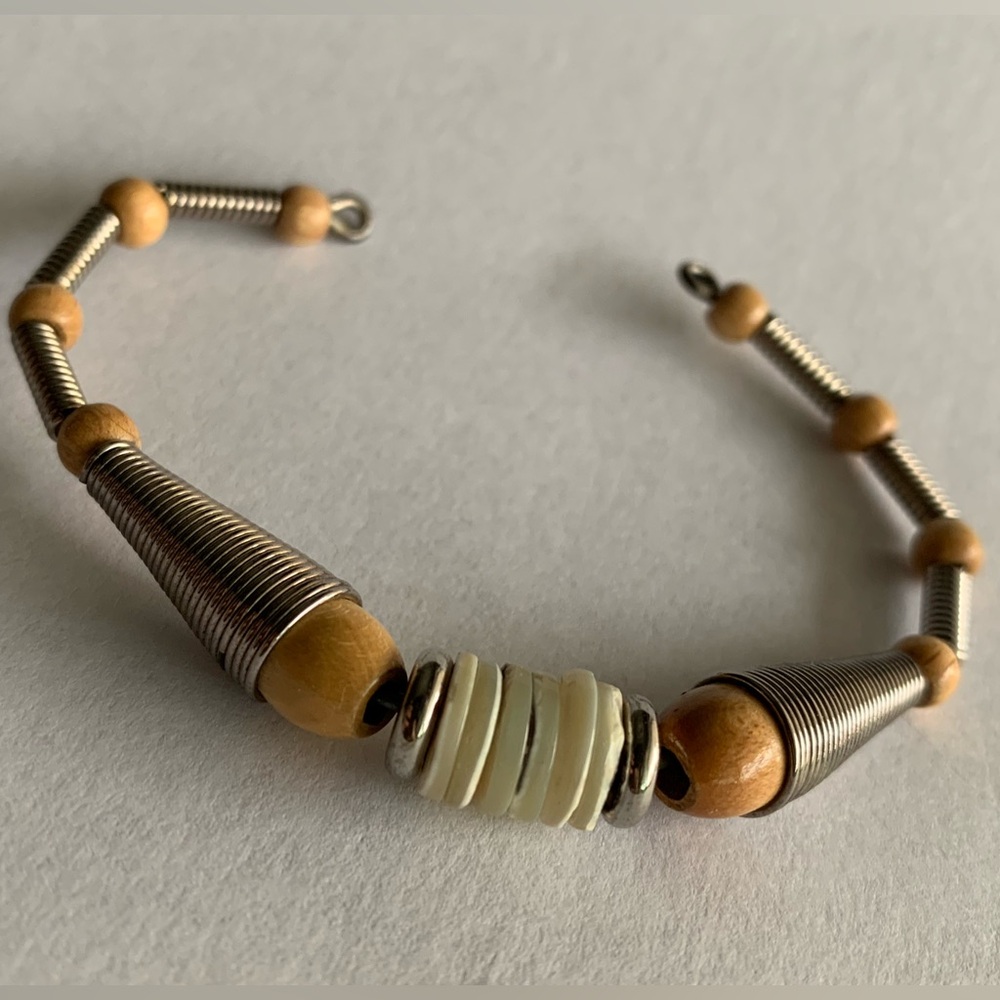 New vintage wood & metal cuff bohemian folk hippie bracelet